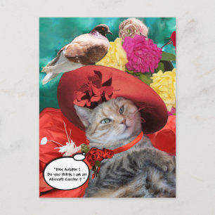 CARTE POSTALE CÉLÉBRITÉ CAT PRINCESS TATUS, CASQUETTE ROUGE AVEC