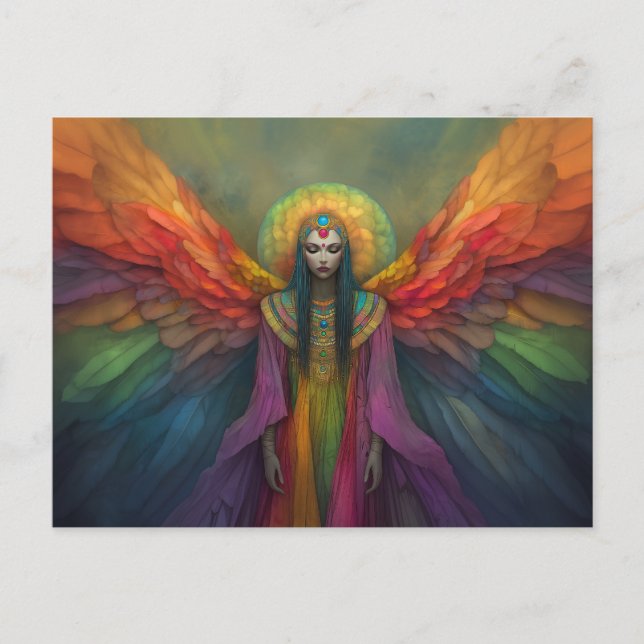 Carte Postale Celestial Rainbow Goddess Angel Spirit Guide Art (Devant)