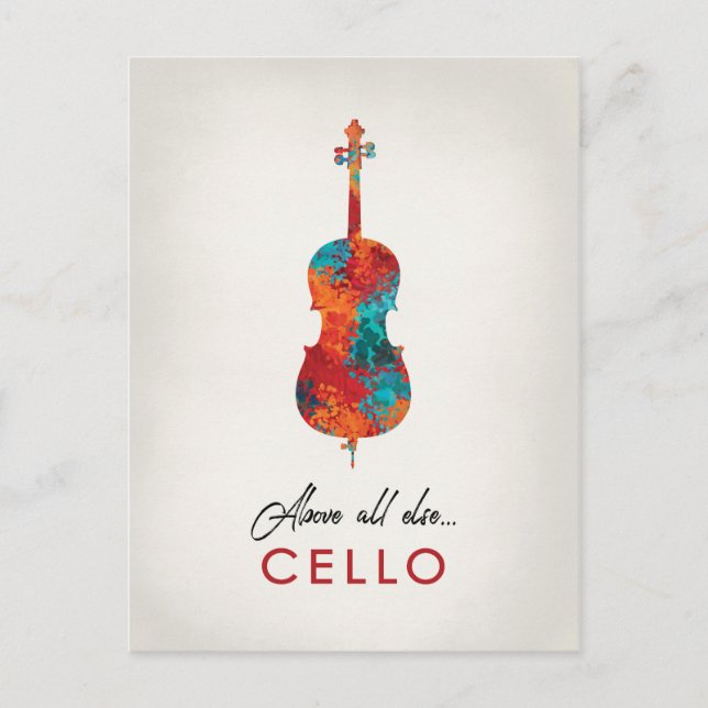 Carte Postale Cello - Bright Colorée Music (Devant)