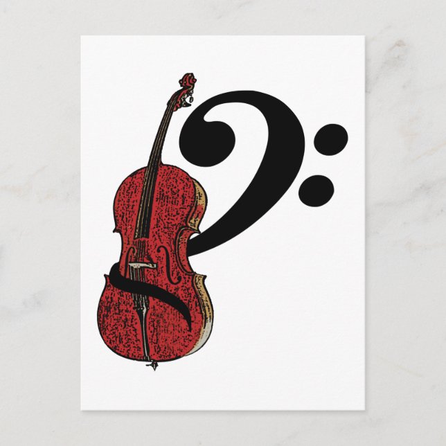 Carte Postale Cello Clef (Devant)