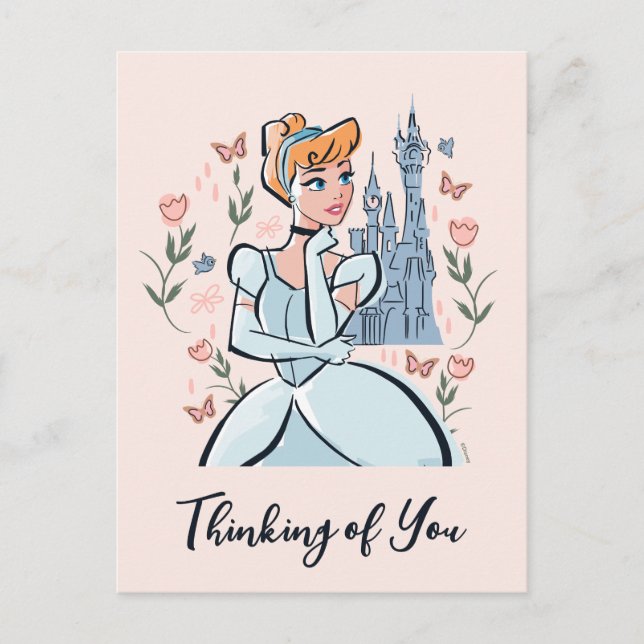 Carte Postale Cendrillon et Château Badge stylisé (Devant)