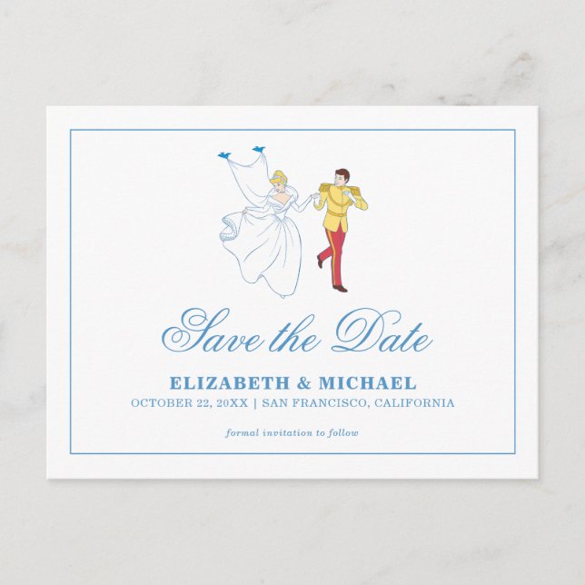 Carte Postale Cendrillon & Prince Charming | Enregistrer la date (Devant)