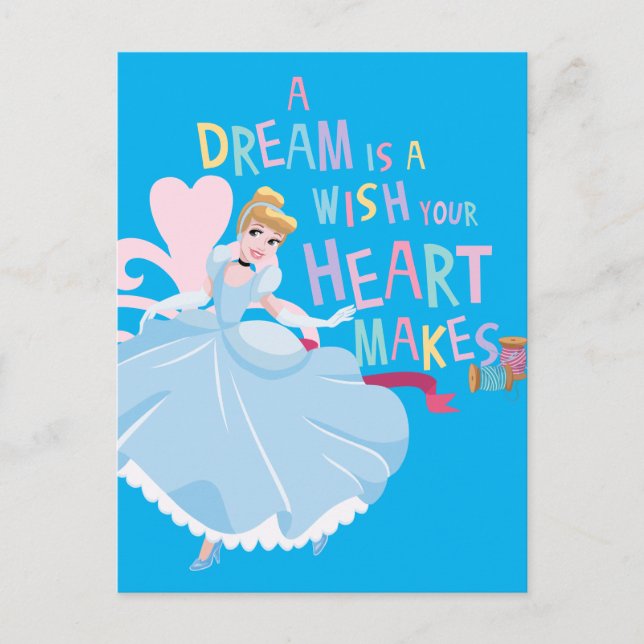 Carte Postale Cendrillon | Un Rêve Est Un Souhait Que Votre Coeu (Devant)