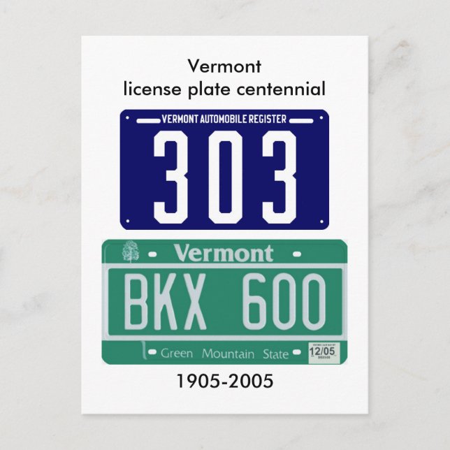 Carte Postale centenaire de la plaque d'immatriculation du Vermo (Devant)