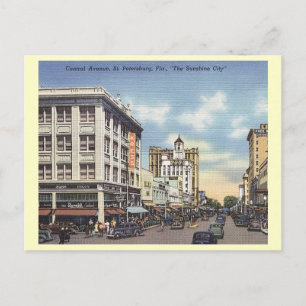 Carte Postale Central Ave., St. Petersburg, Floride Vintage
