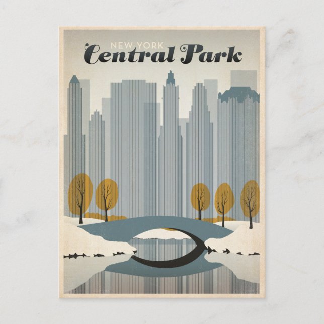 Carte Postale Central Park, NYC - Neige (Devant)