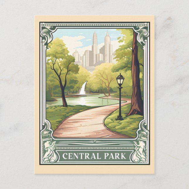 Carte Postale Central Park NYC Voyage Artistique Vintage (Devant)