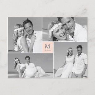 Carte Postale Centre Carré Monogramme Mariage Merci photo