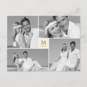 Carte Postale Centre Carré Monogramme Mariage Merci photo