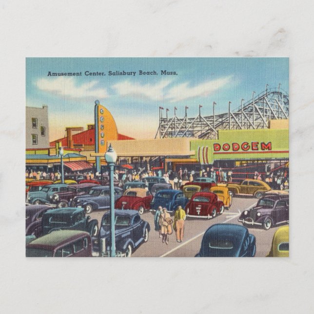 Carte Postale Centre d'attractions, Salisbury Beach, Massachuset (Devant)