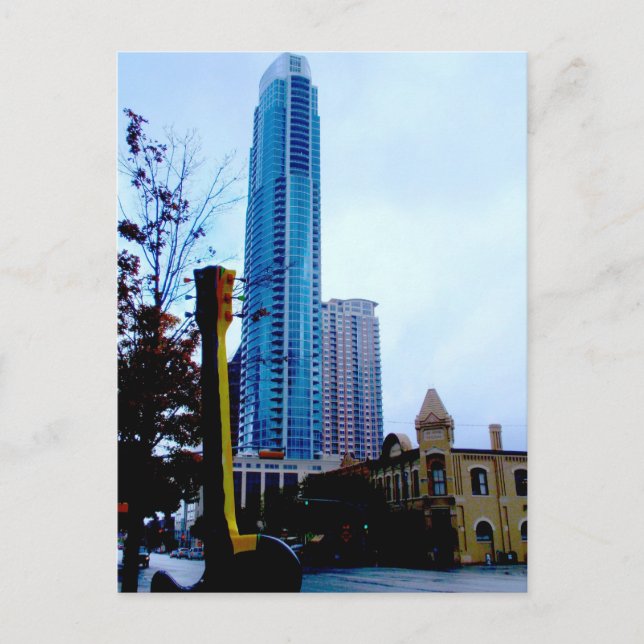 Carte Postale Centre-ville ATX avec guitare (Devant)