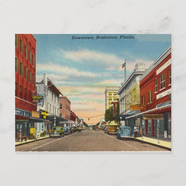 Carte Postale Centre-ville, Bradenton, Floride (Devant)