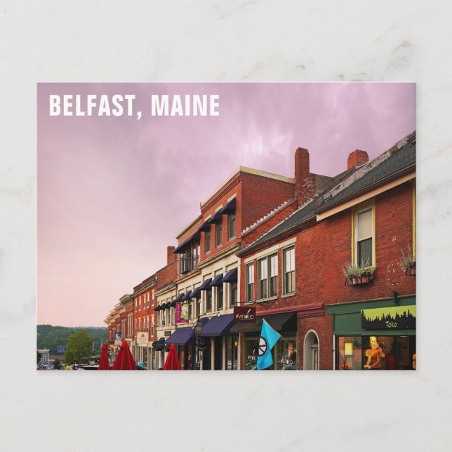 Carte Postale Centre-ville de Belfast Maine (Devant)