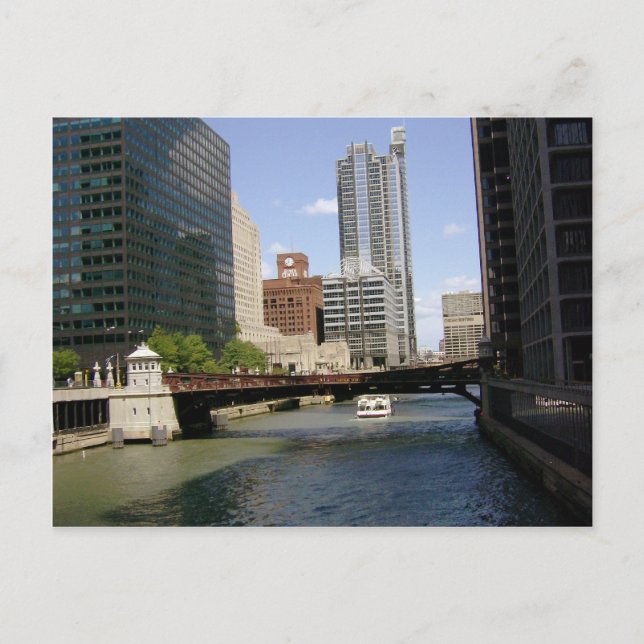 Carte Postale Centre-ville de Chicago au bord de la rivière (Devant)