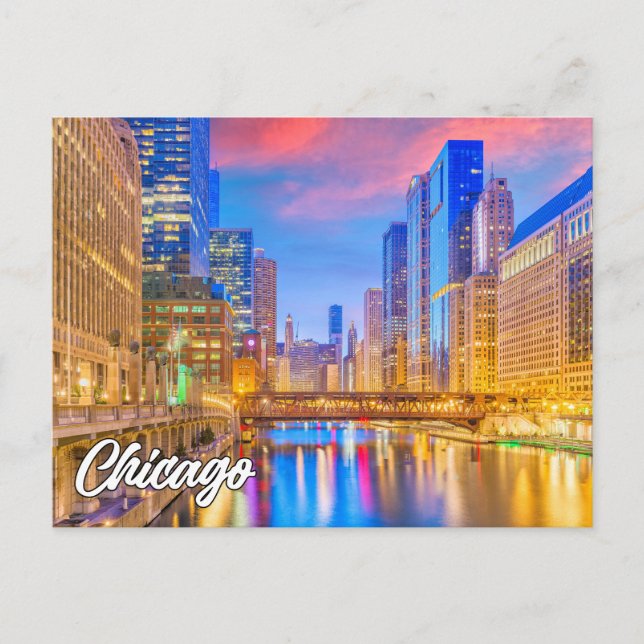 Carte Postale Centre-ville de Chicago, Illinois, États-Unis (Devant)