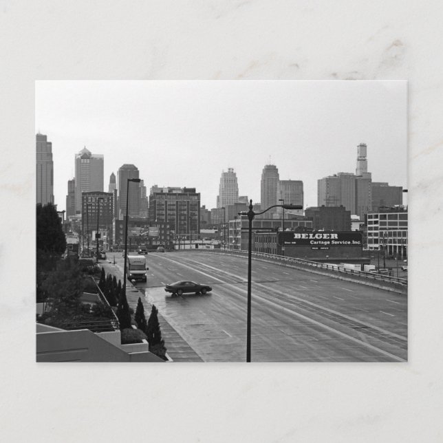 Carte Postale Centre-ville de Kansas City Skyline - Photo noir e (Devant)