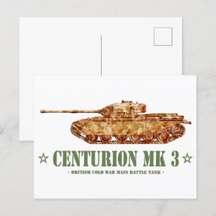 Carte Postale Centurion MK 3 Tank British MBT de guerre froide