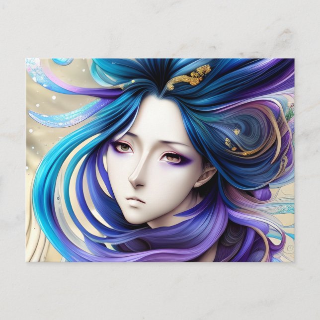 Carte Postale Century Portrait d'un Anime manga belle femme (Devant)
