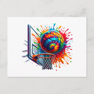 Carte Postale Cerceau de basketball Tie Dye couleur vifs 