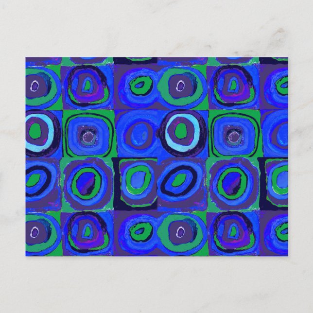 Carte Postale Cercle Carré Kandinsky Farbstudie Blue Quadrate (Devant)
