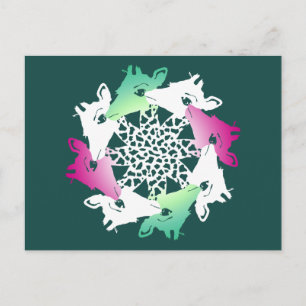 carte postale cercle de girafes