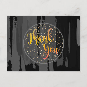 Carte Postale Cercle de Parties scintillant en or noir Merci Abs