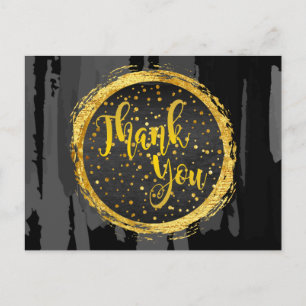 Carte Postale Cercle de Parties scintillant en or noir Merci Abs