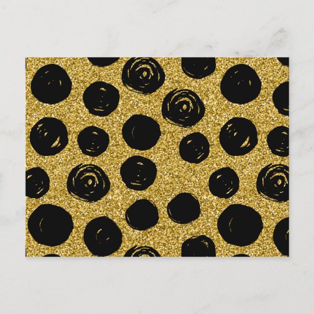 Carte Postale Cercle noir dessiné à la main sur fond doré (Devant)