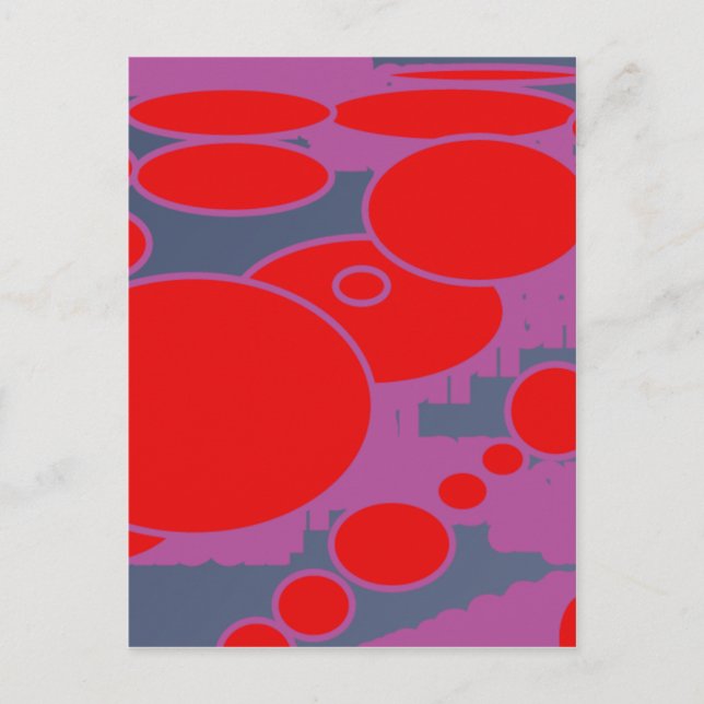 Carte Postale cercle rouge et bleu foncé violet art abstrait (Devant)
