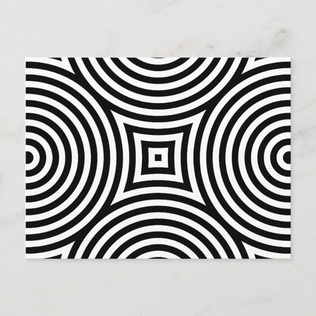 Carte Postale Cercles concentrés noir et blanc Motif (Devant)