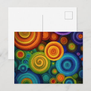 Carte Postale Cercles concentriques abstraits en multicolore vib
