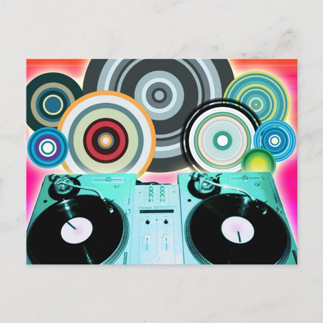 Carte Postale Cercles de Tourne-disque DJ (Devant)