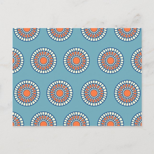 Carte Postale Cercles décoratifs en mandala bleu et orange (Devant)