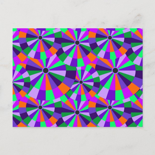 Carte Postale Cercles futuristes cool en orange et violet (Devant)