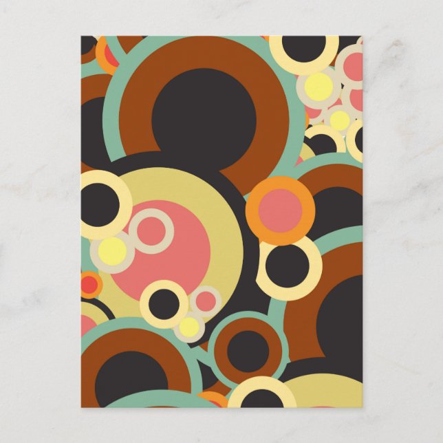 Carte Postale Cercles rétro motif / Palette de couleur rétro (Devant)