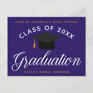 Carte Postale Cérémonie de graduation violette Custom 2023 Invit