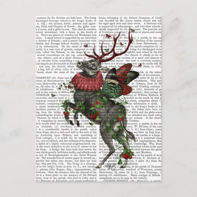 Carte Postale Cerf aux fraises (Devant)
