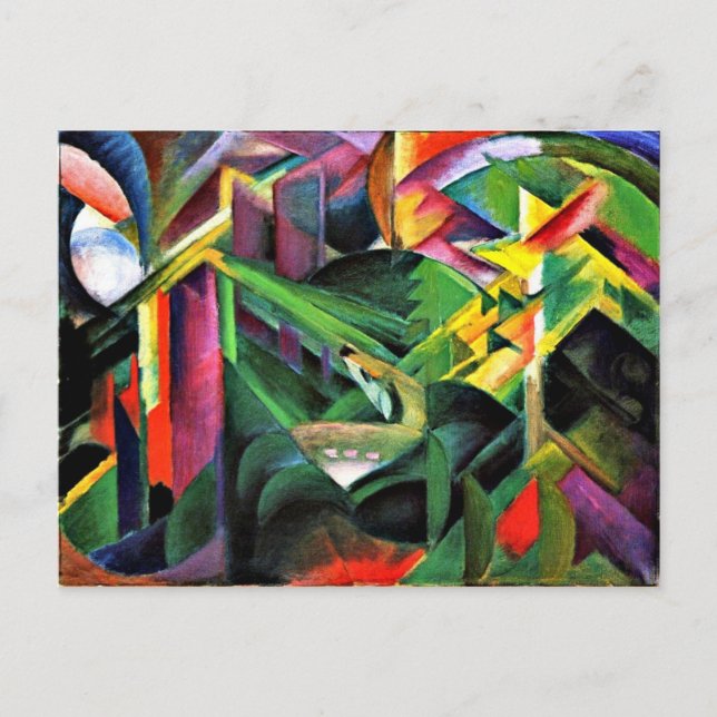 Carte Postale Cerf dans un jardin de monastères, peinture d'art (Devant)