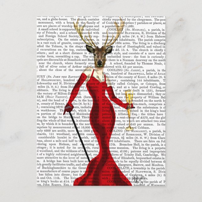 Carte Postale Cerf De Glamour En Rouge (Devant)