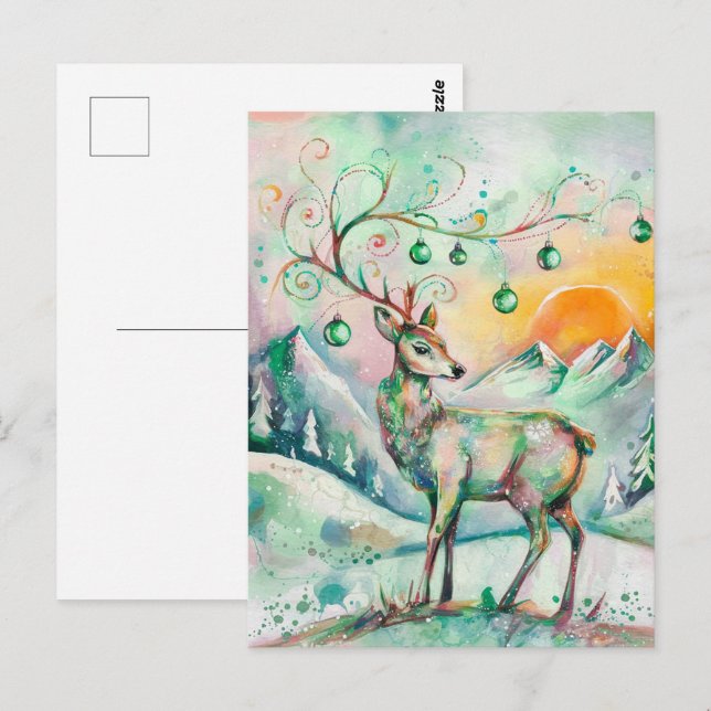 Carte Postale Cerf de Noël (Devant / Derrière)