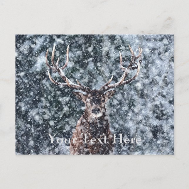 Carte Postale Cerf de Noël d'hiver (Devant)