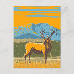 Carte Postale Cerf d'illustration jaune