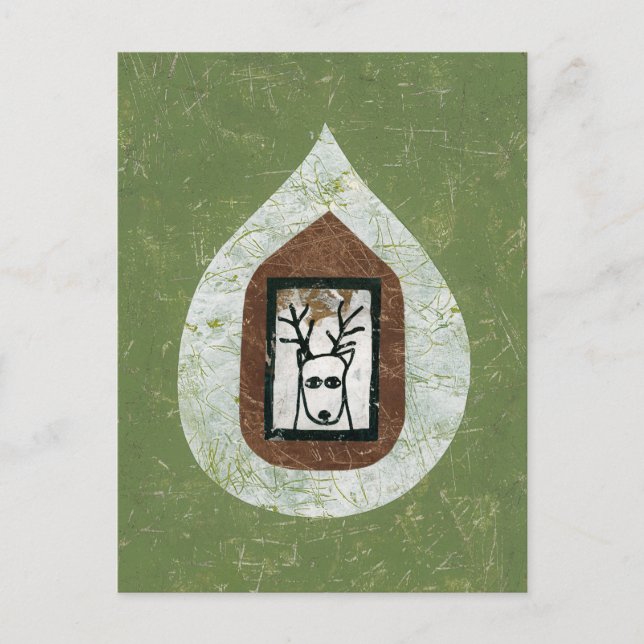 Carte postale Cerf en attente de votre départ (Devant)