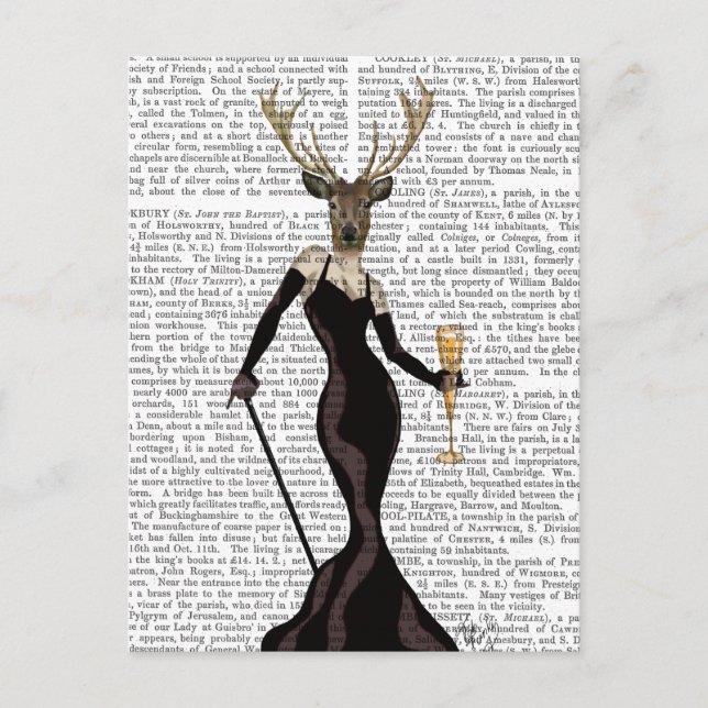 Carte Postale Cerf glamour en noir (Devant)
