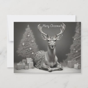 Carte Postale Cerf plantant des arbres et présente arrière - pla