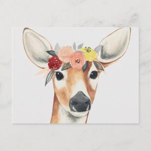 Carte Postale Cerfs communs de forestier de couronne de fleur