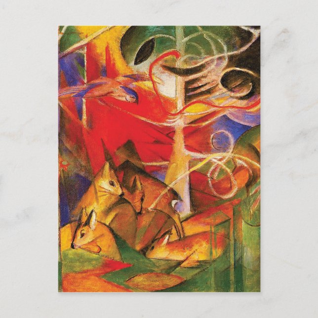 Carte Postale Cerfs dans la forêt par Franz Marc (Devant)