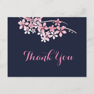 Carte Postale Cerise Blossom Merci de marine rose