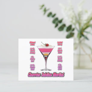 Carte Postale Cerises Jubilee Martini Cocktail Recette Art