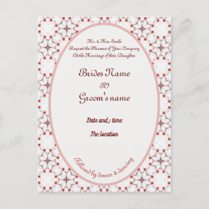 Carte Postale cerisier fleur mariage rouge et blanc élégant invi